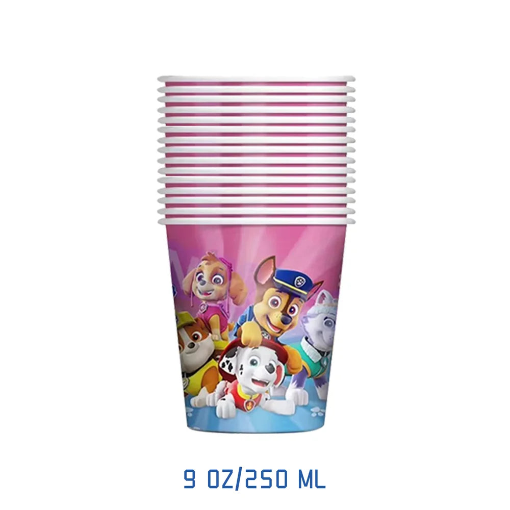 Cartoon Paw Patrol Cup Disposable Paper Cups 9oz New Drinking 250ml Dogs Skye Party Supplies Birthday Party Favor Decoration