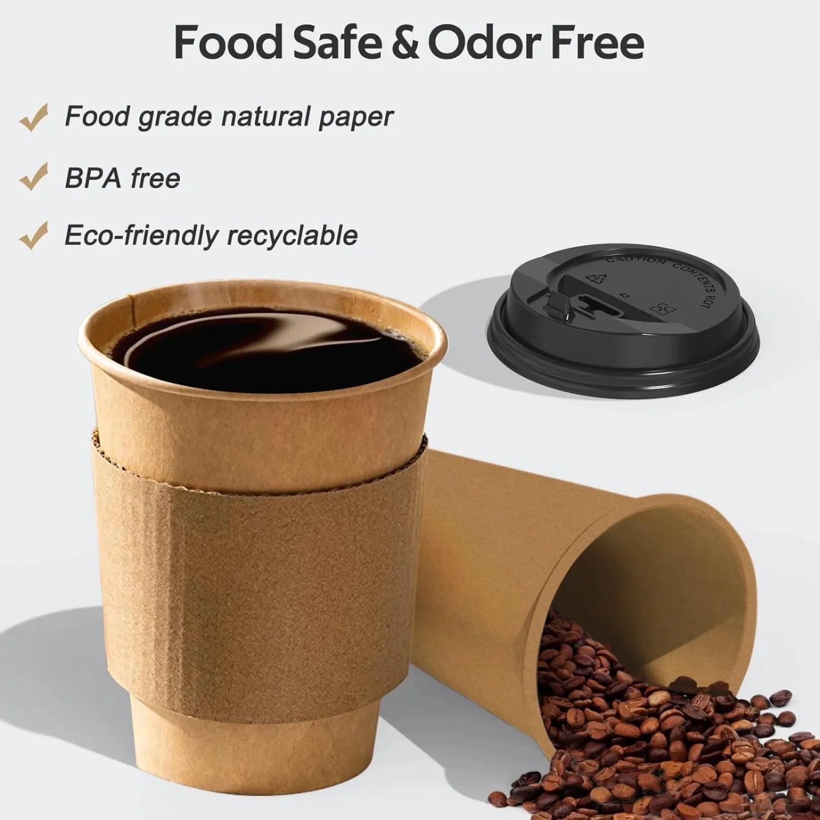 100 Pcs12 Oz Paper Coffee Cups Disposable Coffee Cups With Lids And Sleeves For Home And Cafes Party Restaurant Coffee Shop