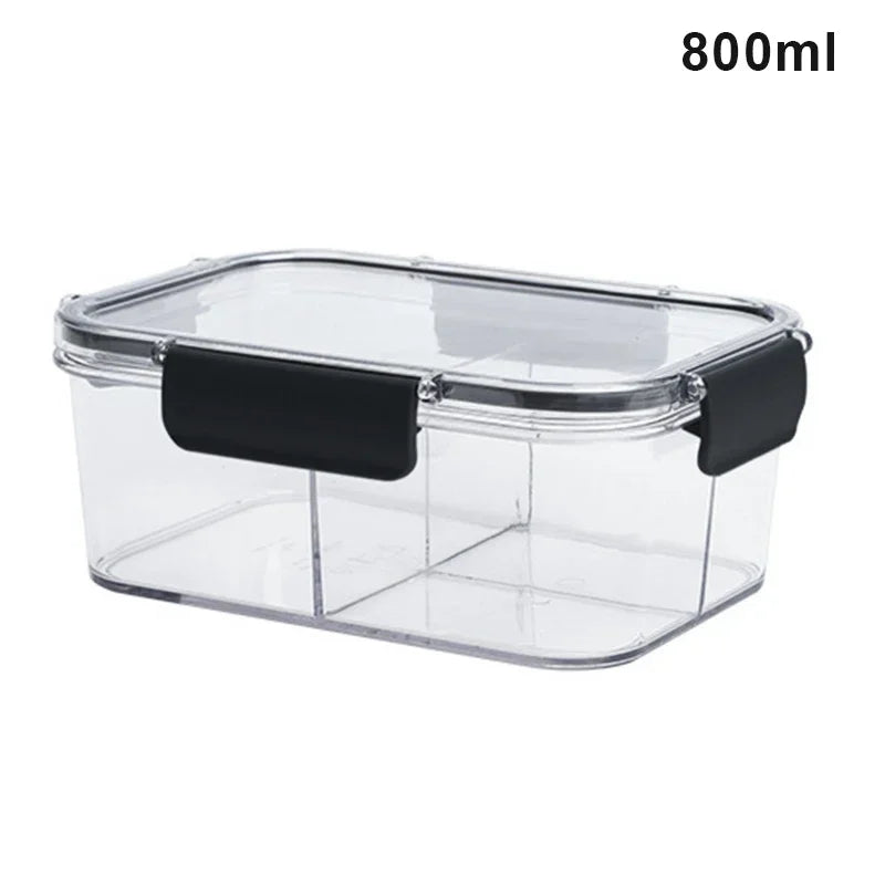 Food storage container, transparent compartment lunch box, large capacity fresh-keeping box, fruit salad snack sealed box.