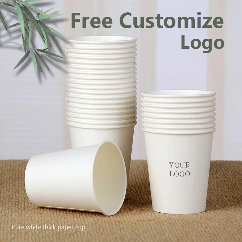100pcs 250ml 9oz paper cups Personalized Custom，Company logo cups printing，Event Party Cups，Disposable Cup Custom，logo Custom