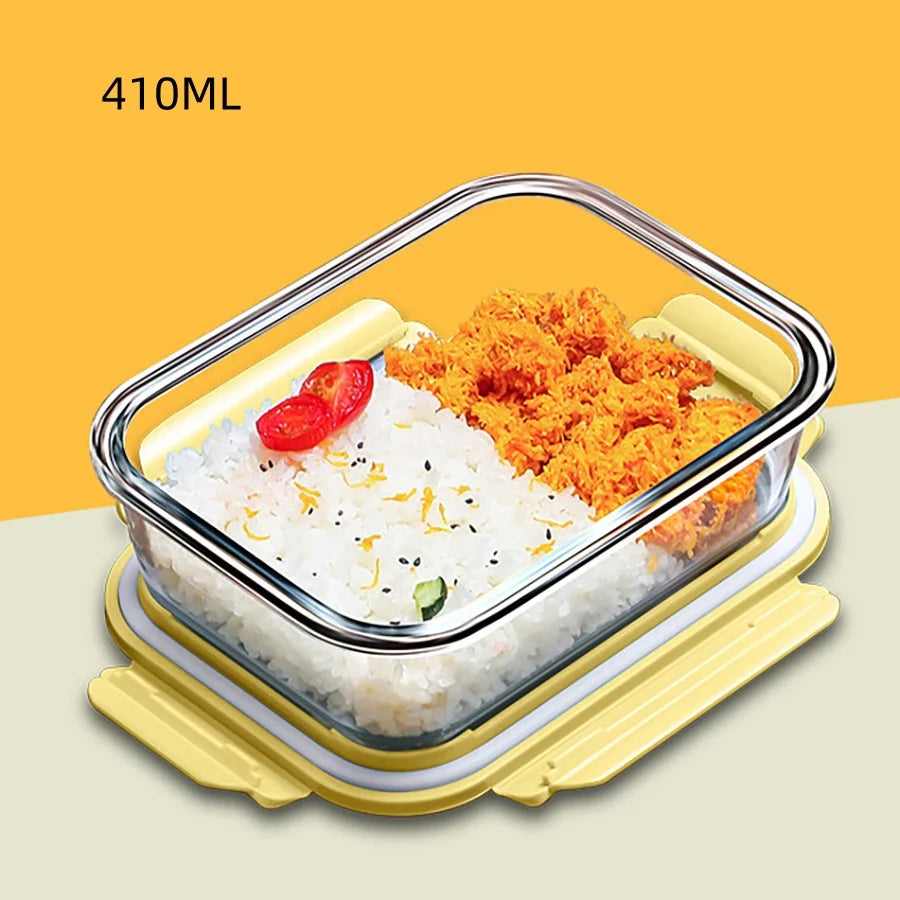 Lunch Box Glass Food Storage Containers with Lids Meal Prep Containers Glass Fresh-Keeping Box Airtight Lunch Boxes Bento Boxes
