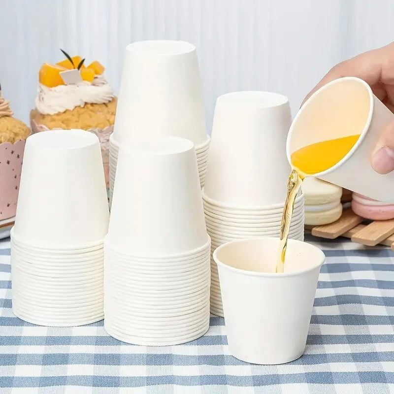 50/100PCS Disposable Small Paper Cups Perfect for Office Coffee Shops Restaurant  Picnic Tasting Juice Coffee Hot Cold Beverage