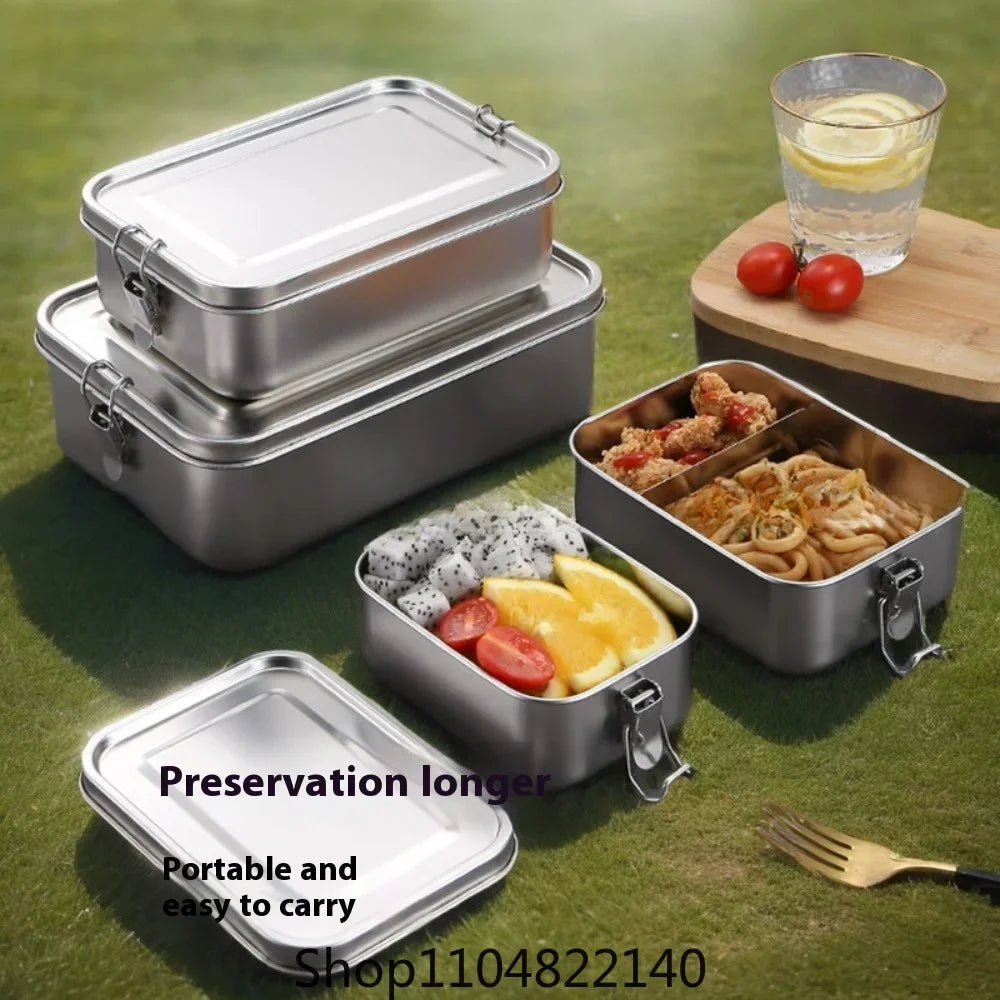 Stainless Steel Bento Box Metal Lunch Box Food Storage Containers with Lockable Clips Lunch Snack Boxes for Work,School