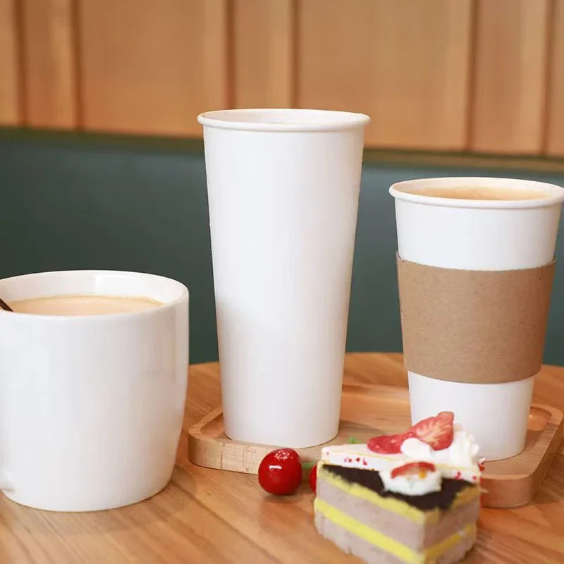 20/40PCS White Paper Cups 16OZ Disposable Coffee Cups Suitable for Hot/cold Drinks Suitable for Parties Picnics Travel Events
