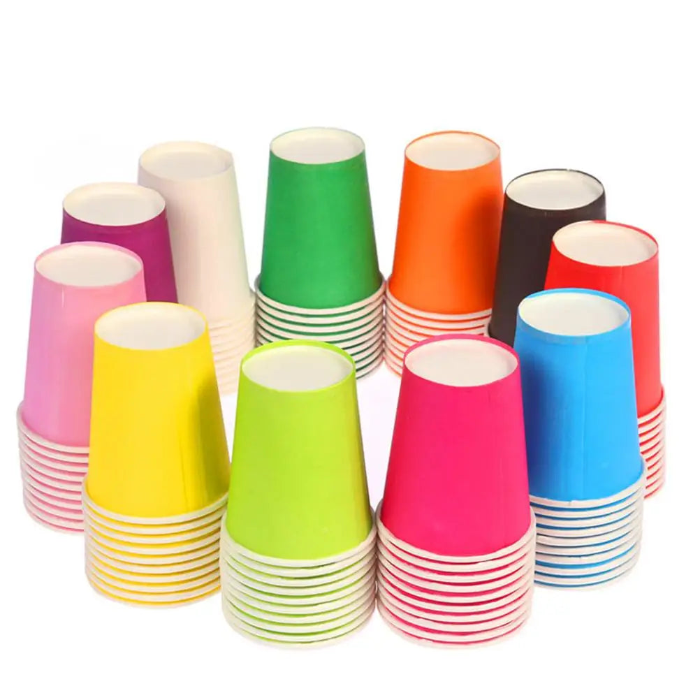 100pcs Disposable Paper Cups for Coffee, Juice & Cold Drinks – Eco-Friendly Party & Tasting Cups