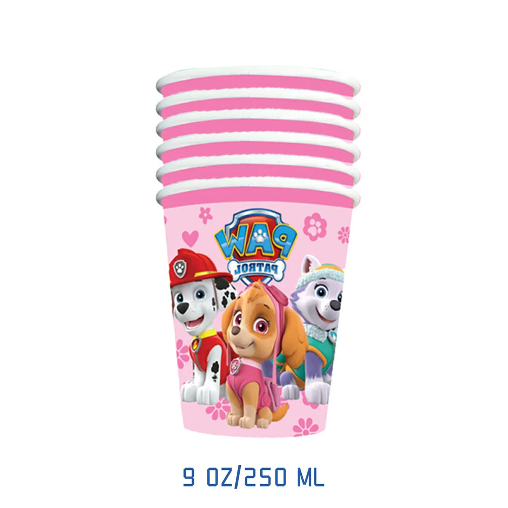 Cartoon Paw Patrol Cup Disposable Paper Cups 9oz New Drinking 250ml Dogs Skye Party Supplies Birthday Party Favor Decoration