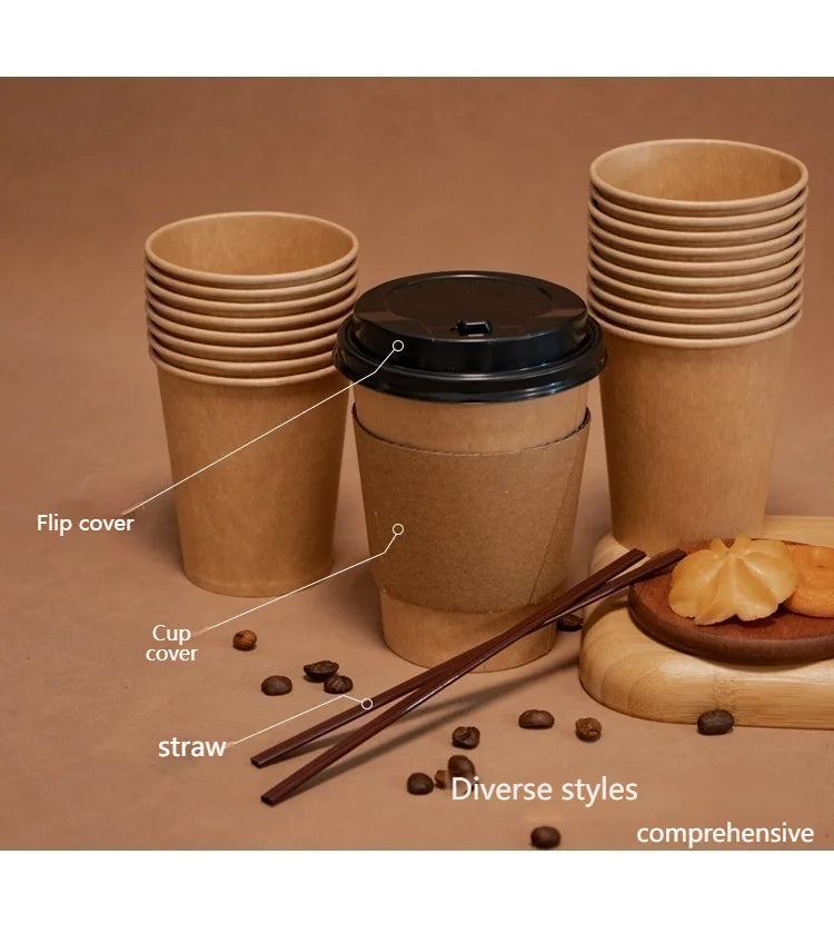 100/200pcs Disposable Paper Cups 250ml Solid Color Paper Cups Coffee Milk Cup Paper Cup For Hot Drinking Party Supplies