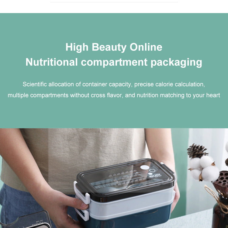 Stainless Steel Lunch Box Bento Double Layer Box Student Office Worker Food Container Microwae Heating Lunch Food Storage Box