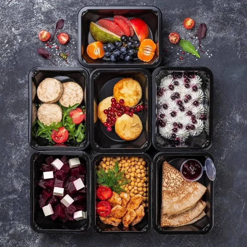 10/30pcs Disposable Takeaway Lunch Box Plastic Bowl Lunch Box Fruit Salad Food Box Takeout Bento Fridge Storage Food Containers