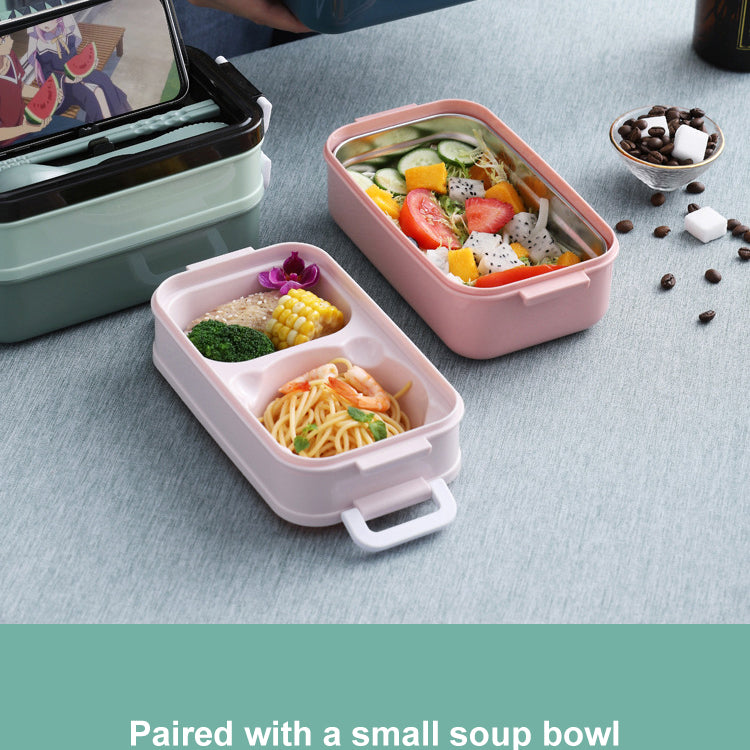 Stainless Steel Lunch Box Bento Double Layer Box Student Office Worker Food Container Microwae Heating Lunch Food Storage Box