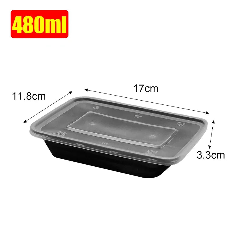 10/30pcs Disposable Takeaway Lunch Box Plastic Bowl Lunch Box Fruit Salad Food Box Takeout Bento Fridge Storage Food Containers